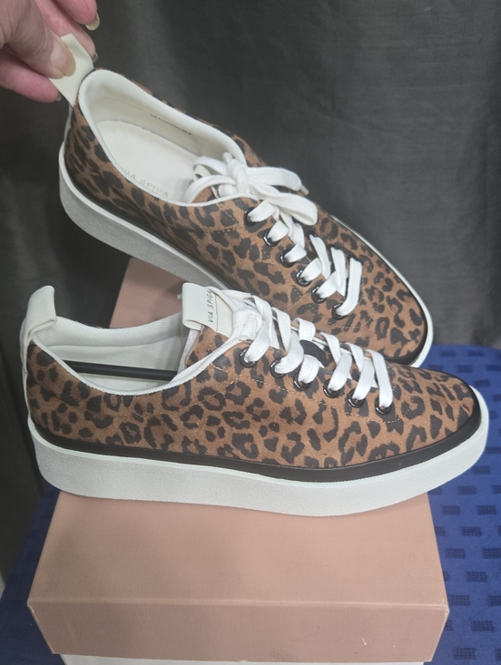 Via Spiga Shoes - Via Spiga Leopard-Print Platform Lace-Up Sneakers - Brown & White